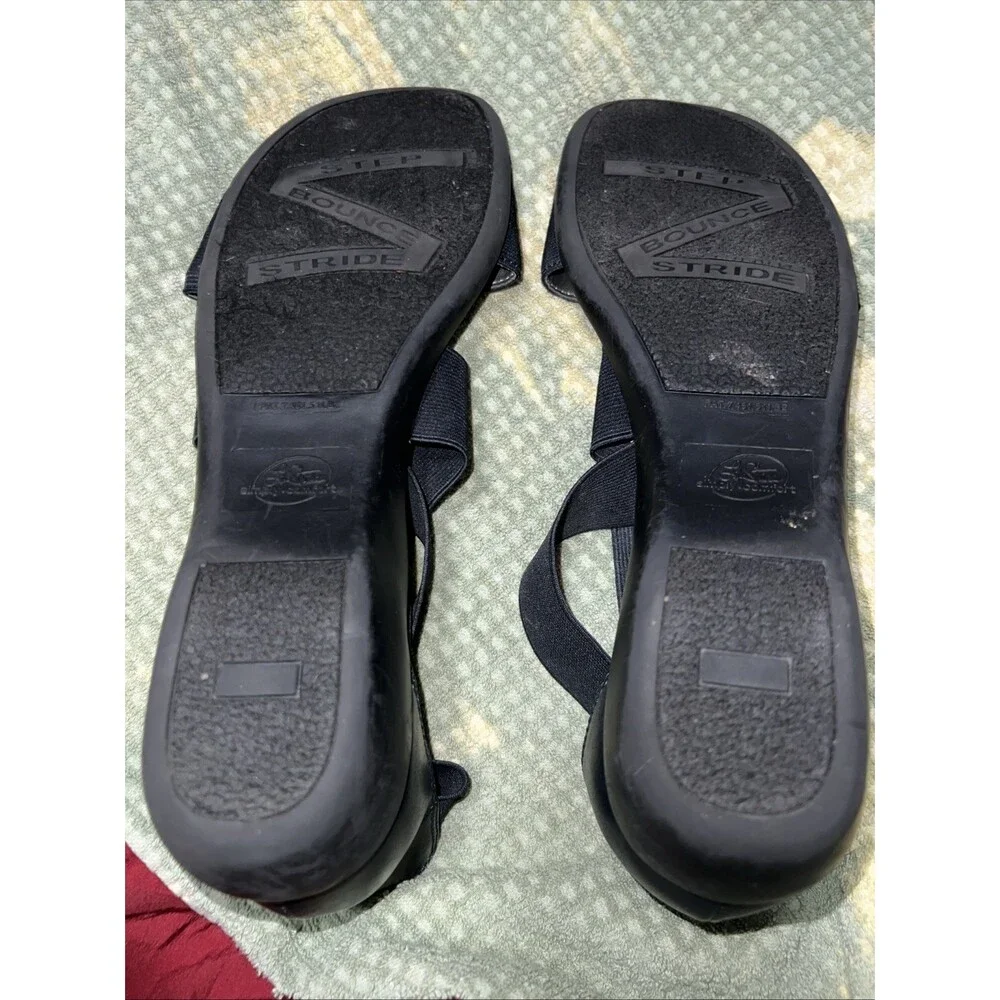LifeStride Women’s Black Synthetic Strappy Wedge Slip-On Sandals Size 10